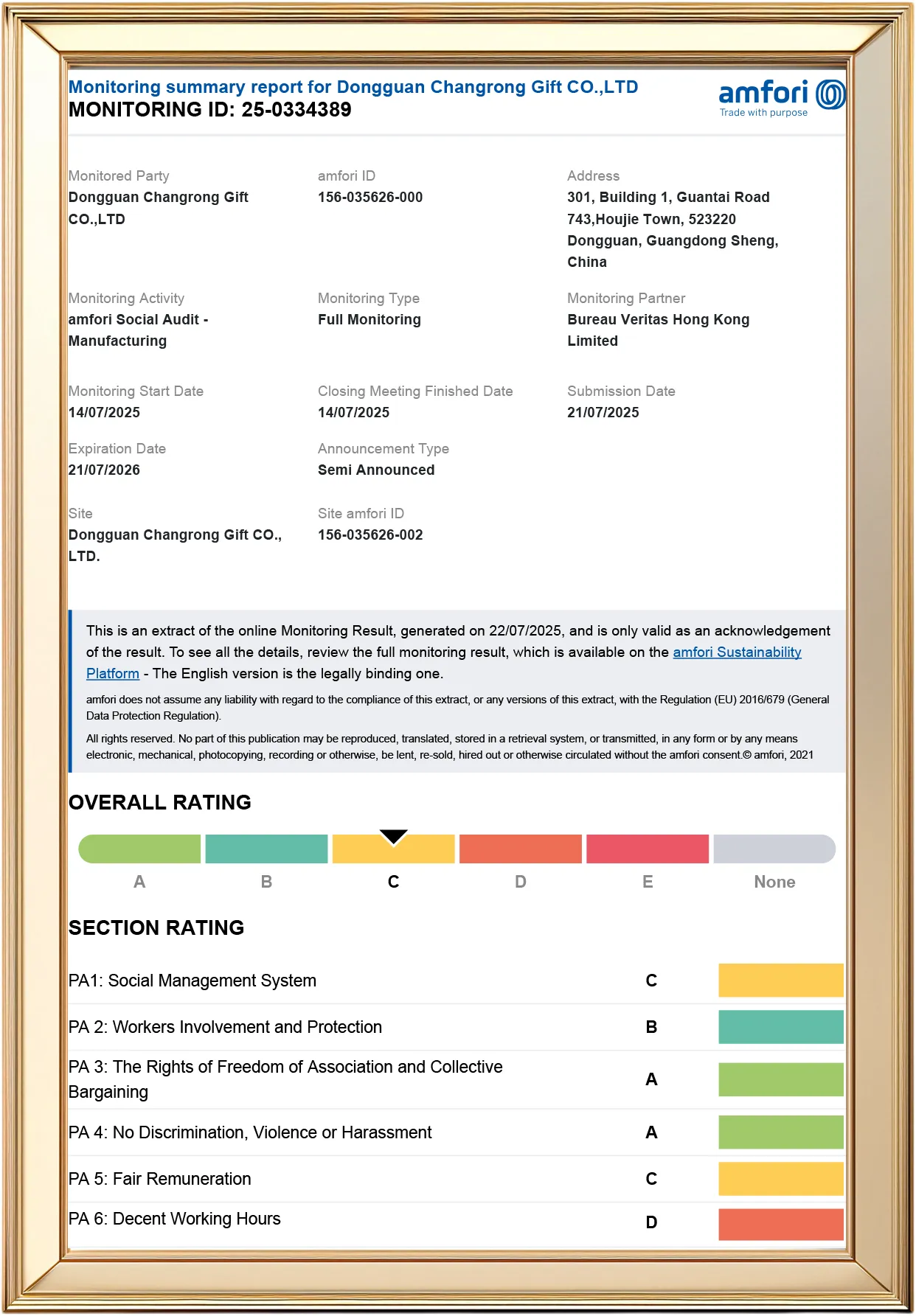 Certificate of Honor 1